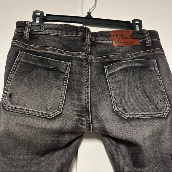 One Teaspoon Super Dupers low waisted slim leg cropped jeans Black Hart Grey 28 - Picture 12 of 13